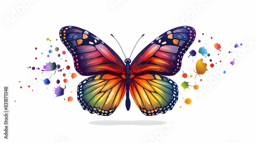Colorful butterfly on white background, pride month