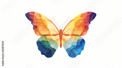 Colorful butterfly on white background  pride month