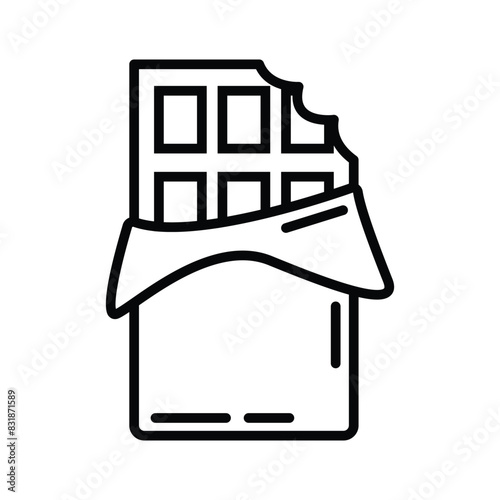 Chocolate bar with bite line icon