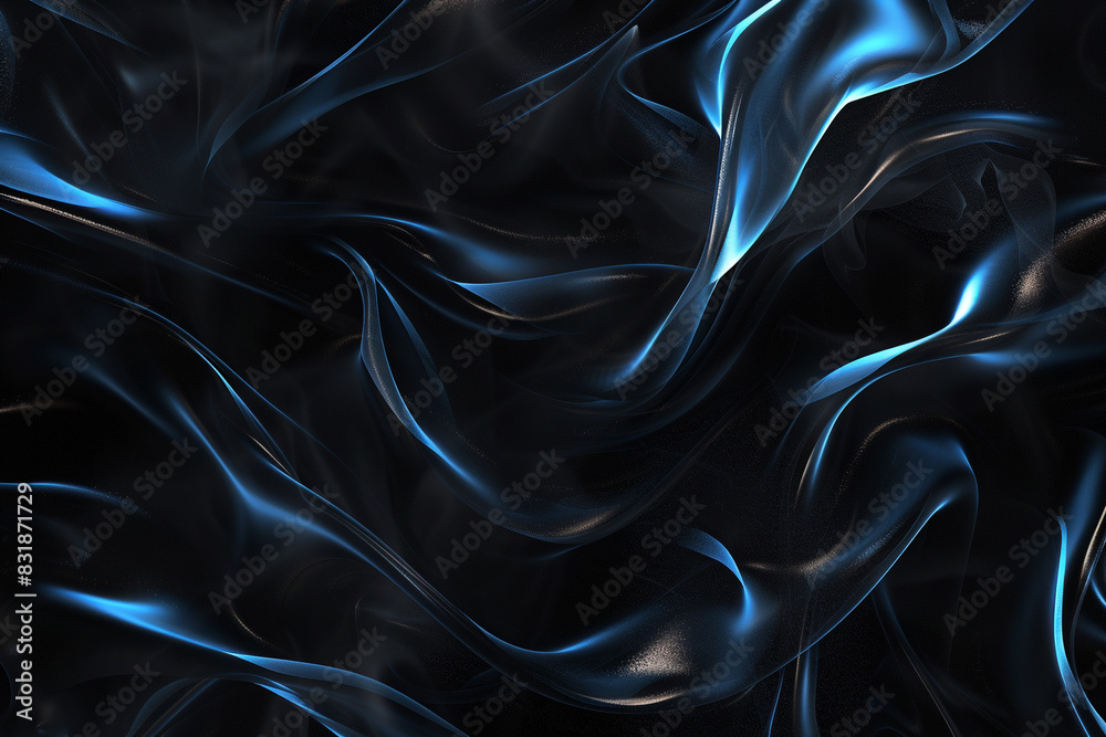 Obraz premium Dynamic and sleek, glossy black smoke with cerulean loops for a modern performance setting.