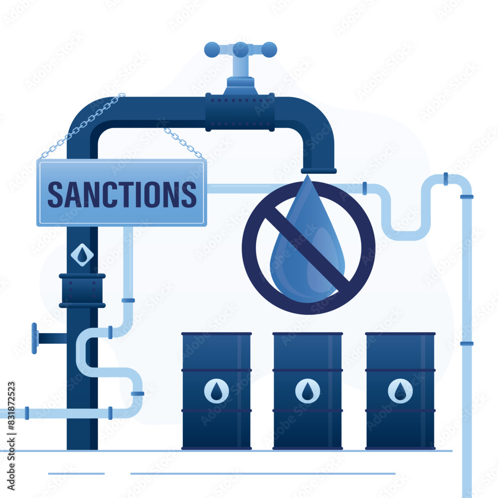 Sanctions on oil industry. Pipeline with turned off valve. Ban on export oil. Trade, economic wars. Embargo on transportation, delivery, transit of natural gas. Sanctions on oil industry. Pipeline with turned off valve. Ban on export oil. Trade, economic wars. Embargo on transportation, delivery, transit of natural gas.
