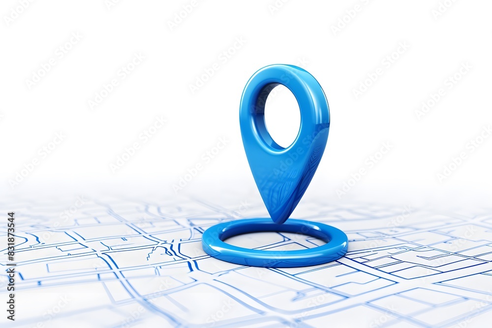 3D icon of a location pin in blue color on a white background in the style of a cartoon style, with a minimalistic design using simple shapes and clean lines, with a glossy finish to give it an elegan 3D icon of a location pin in blue color on a white background in the style of a cartoon style, with a minimalistic design using simple shapes and clean lines, with a glossy finish to give it an elegan