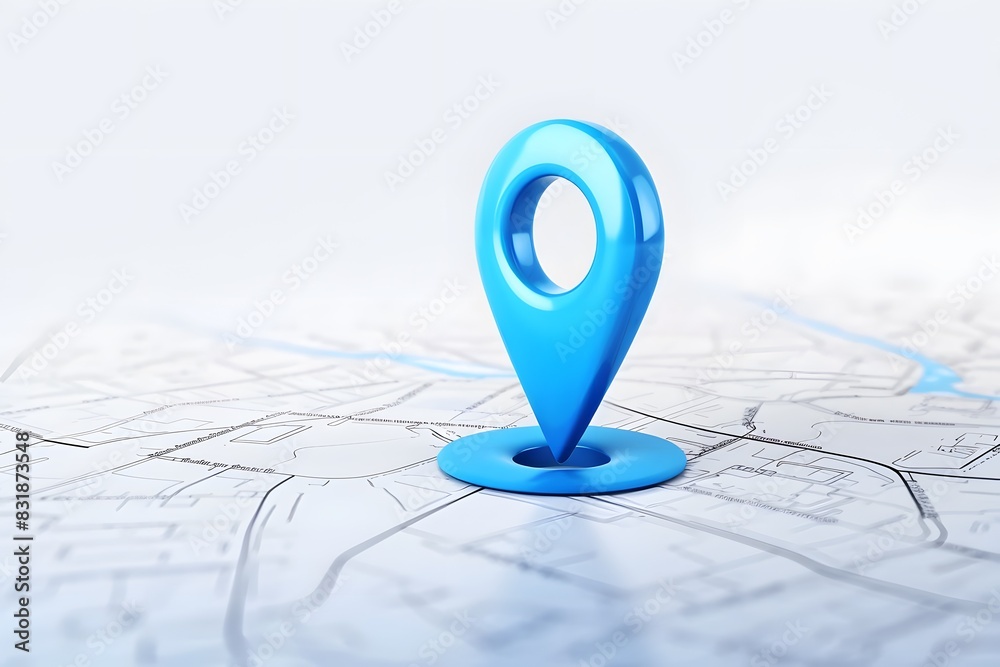 3D icon of a location pin in blue color on a white background in the style of a cartoon style, with a minimalistic design using simple shapes and clean lines, with a glossy finish to give it an elegan 3D icon of a location pin in blue color on a white background in the style of a cartoon style, with a minimalistic design using simple shapes and clean lines, with a glossy finish to give it an elegan