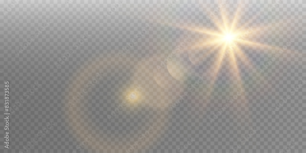 Vector transparent sunlight special lens flare light effect. Sun flash	