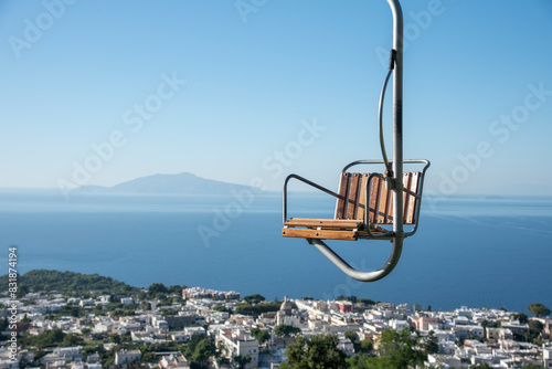Bild auf Leinwand The beautiful view of Capri from the chairlift links Anacapri to the top of Mont