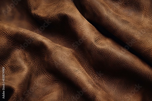 Soft brown leather material close-up photo