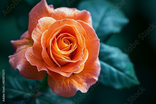 Orange rose with water droplets photo