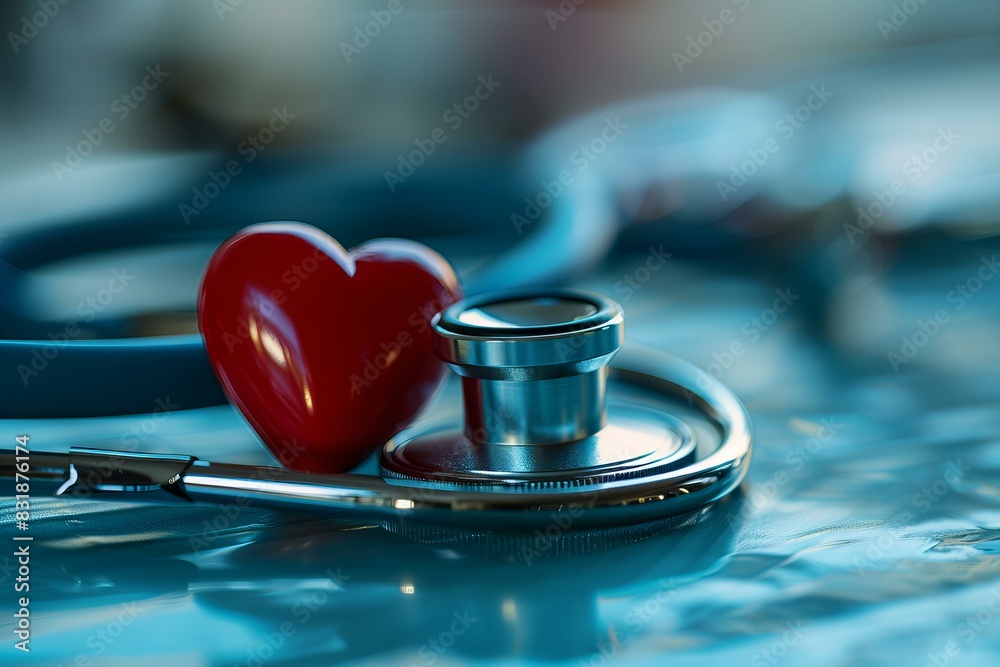 Red heart stethoscope table medical healthcare love diagnosis equipment Red heart stethoscope table medical healthcare love diagnosis equipment