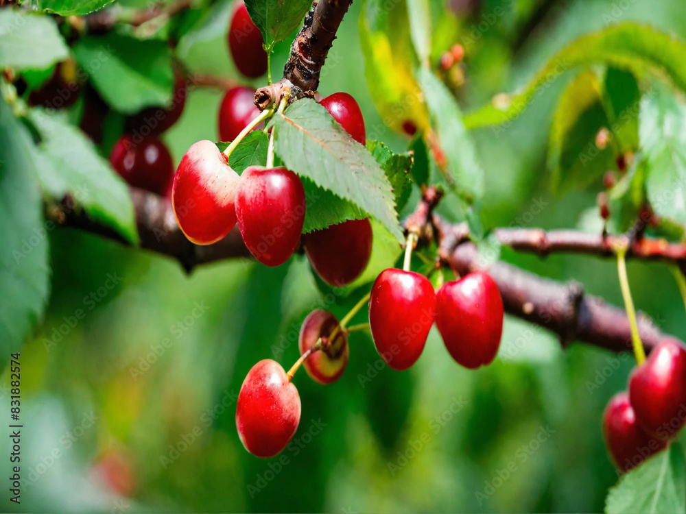 red cherries on a tree red cherries on a tree