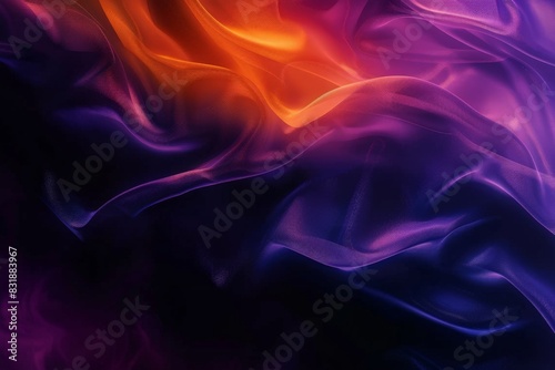 Vibrant color gradient on black background, abstract purple orange blue black banner, blurry colorful poster design