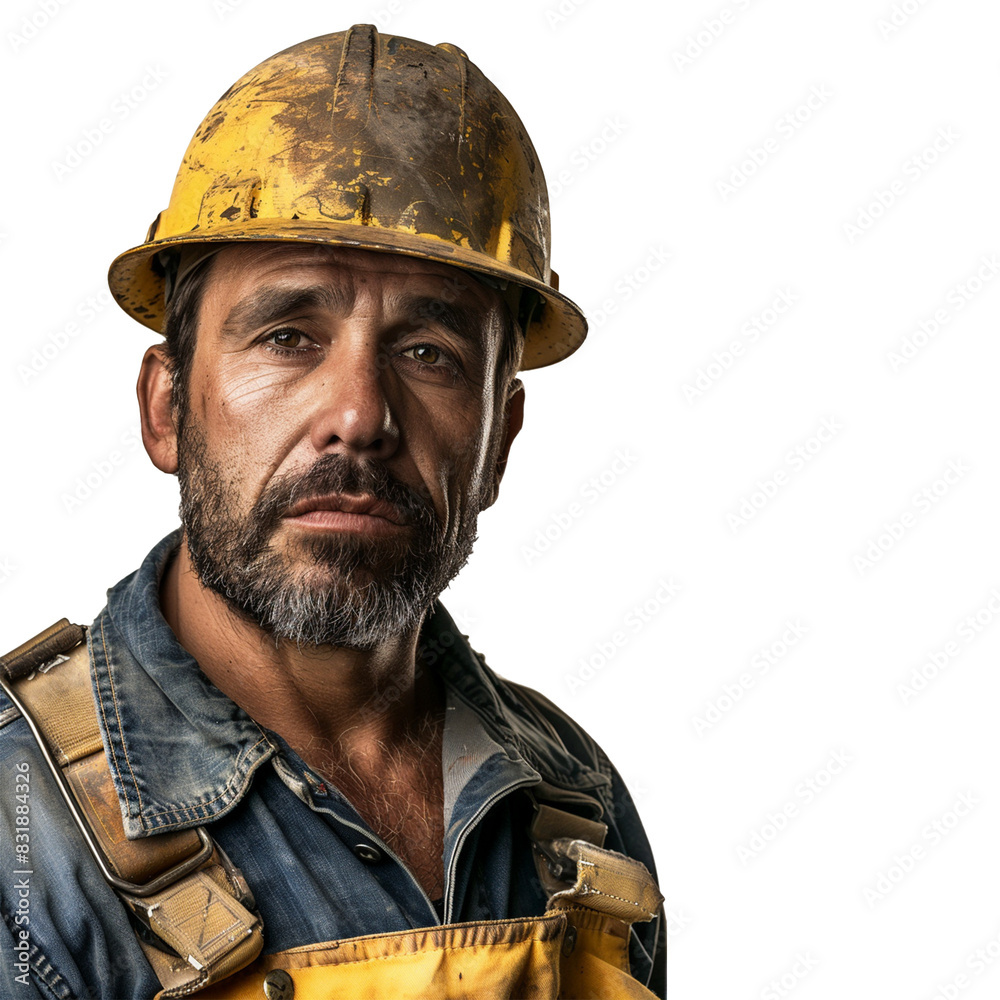 Construction Worker Portrait Isolated on Transparent background Construction Worker Portrait Isolated on Transparent background