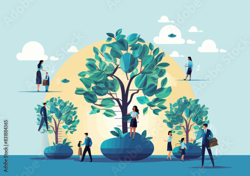 Business Workforce Development: Skilled HR Manager Nurturing Employees' Growth, Recruitment Strategy Conceptual Illustration