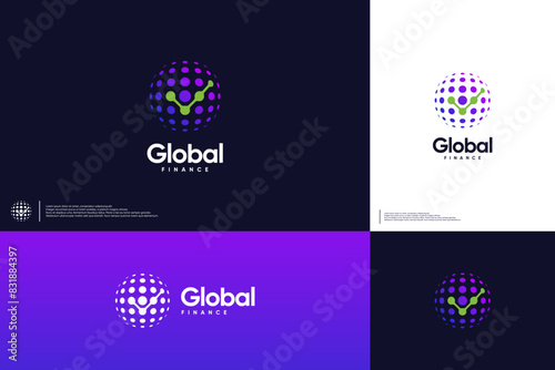 global financial solutions, growth analysis, logo design template.