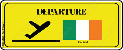 Departure signboard, destination sign, Irealnd flag photo