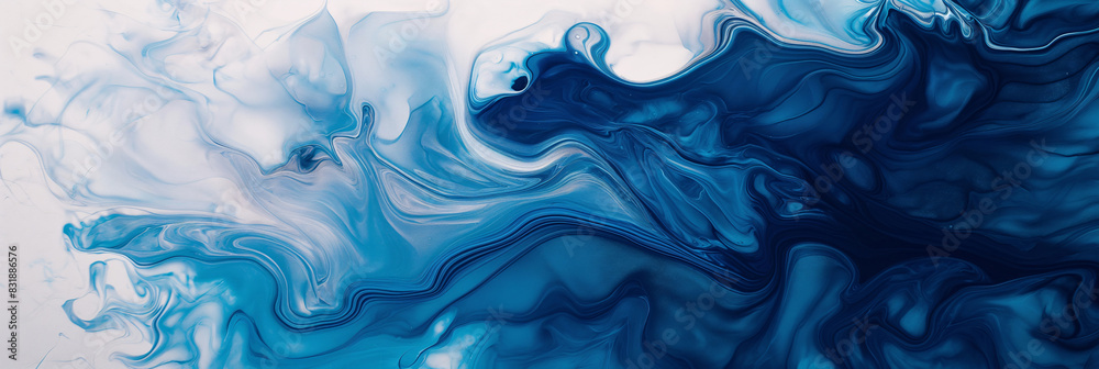 abstraction of blue and white liquid paints in slow blending flow mixing gently abstraction of blue and white liquid paints in slow blending flow mixing gently