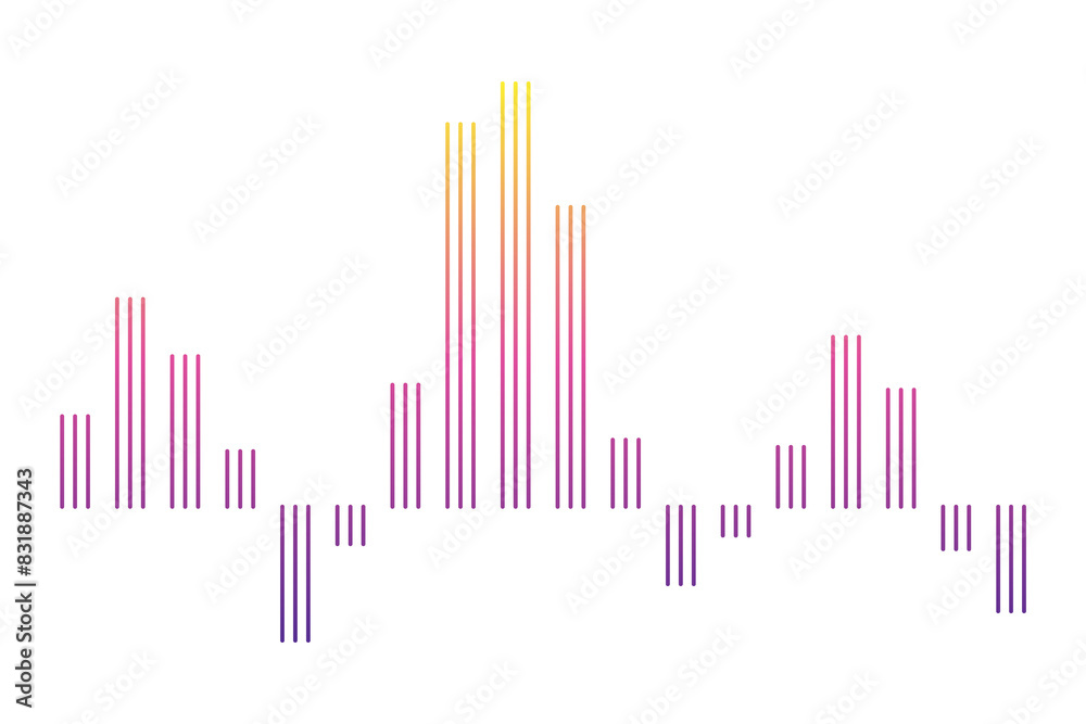 Color sound wave. Audio digital equalizer technology, musical pulse Illustration. Voice line waveform or volume level symbol. Curve radio wave Color sound wave. Audio digital equalizer technology, musical pulse Illustration. Voice line waveform or volume level symbol. Curve radio wave