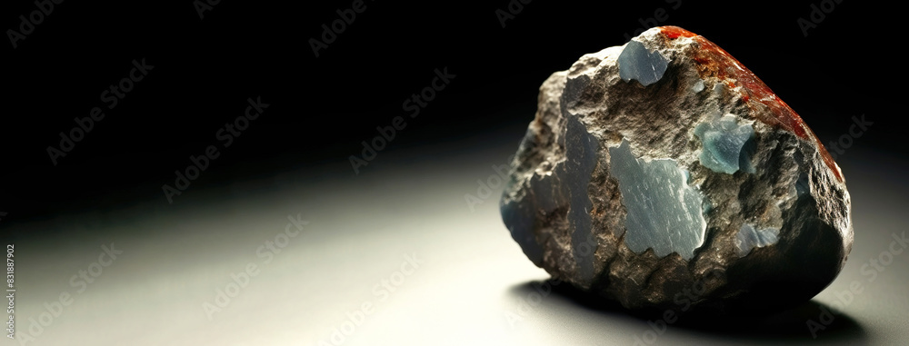 Zinalsite fossil mineral stone. Geological crystalline fossil. Dark background close-up. Zinalsite fossil mineral stone. Geological crystalline fossil. Dark background close-up.