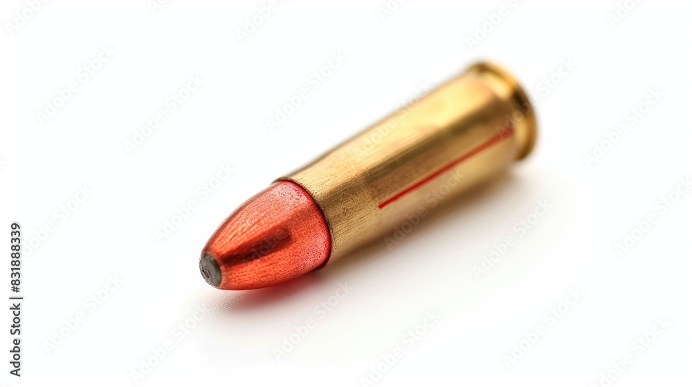 5 45 caliber cartridge with a standard bullet red line on a white background ammunition or ammo 5 45 caliber cartridge with a standard bullet red line on a white background ammunition or ammo