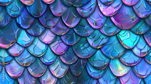 Fototapeta Naklejka Na Ścianę i Meble -  Pink, blue and purple mermaid 3D glossy skin texture