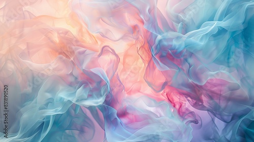 Ethereal, dreamlike abstract background with soft pastel hues and flowing shapes 