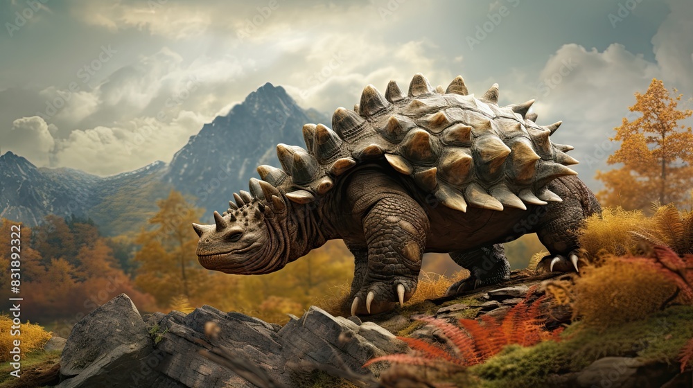 Obraz premium Large Dinosaur With Spikes on Back