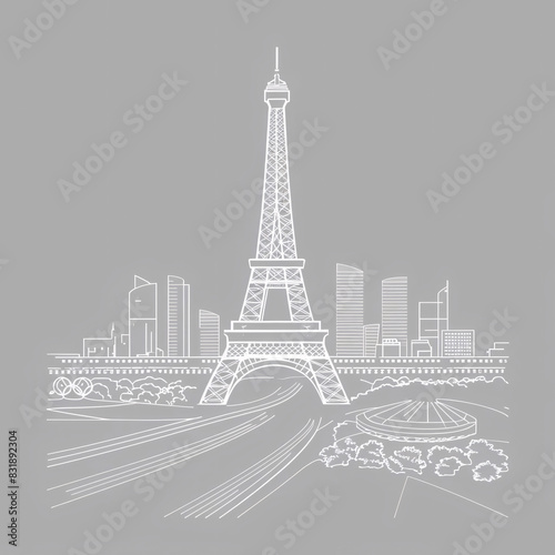a minimalist image of Paris Olympics   the Eiffel Tower