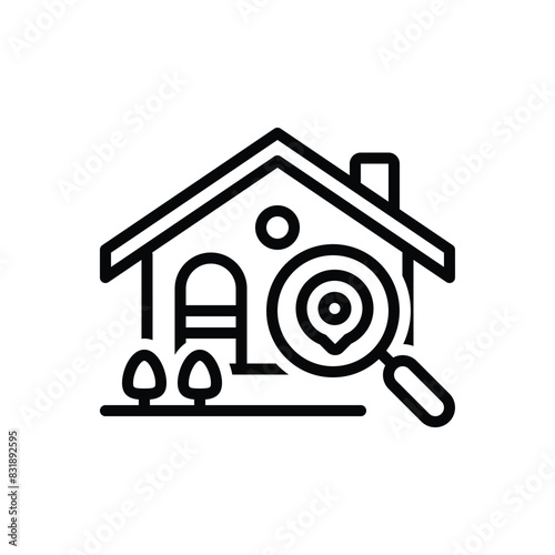 Black line icon for find home 