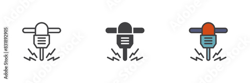 Hydraulic breaker different style icon set
