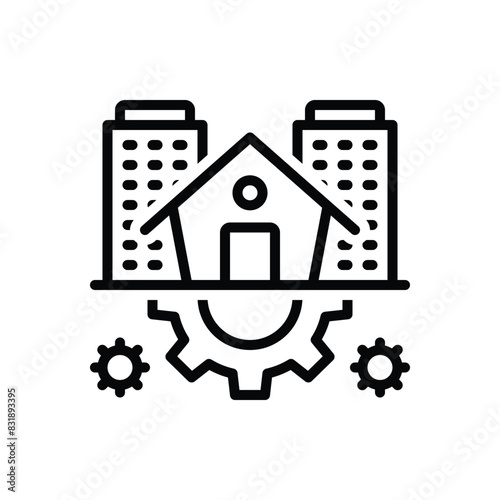 Black line icon for management 