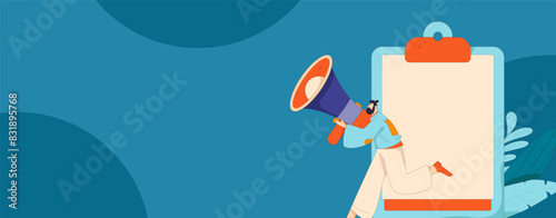 Invite friends to conduct questionnaire flat vector concept operation hand drawn illustration
