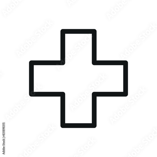 Pharmacy cross isolated icon, medical cross vector symbol with editable stroke