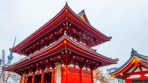 ASAKUSA,TOKYO,JAPAN - APRIL 2024 :the famous Asakusa Dera Sensoji is the oldest Buddhist temple in Tokyo. Originally founded in 645, it forms the center of the Asakusa district.
