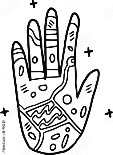A hand with a lot of dots on it