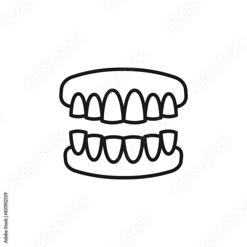 Teeth icon. A minimalistic design featuring a tooth with an X-mark, suitable for indicating dental issues or prohibited dental practices. Vector illustration