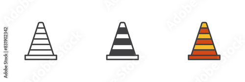 Traffic cone different style icon set