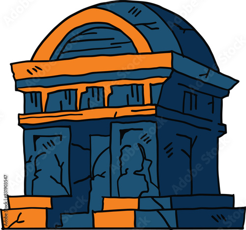 A stone building with a doorway and a window