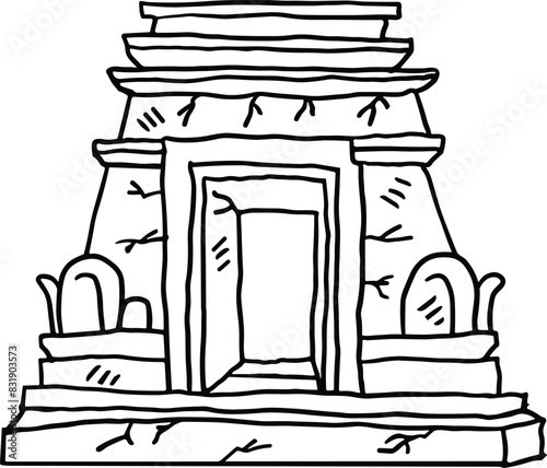 A stone building with a doorway and a window
