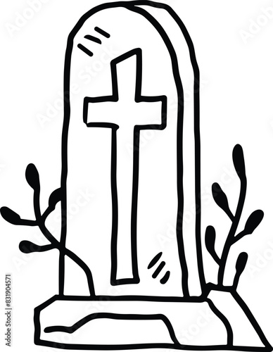 A cemetery gravestone with a cross on top of it