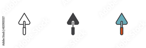 Trowel tool different style icon set