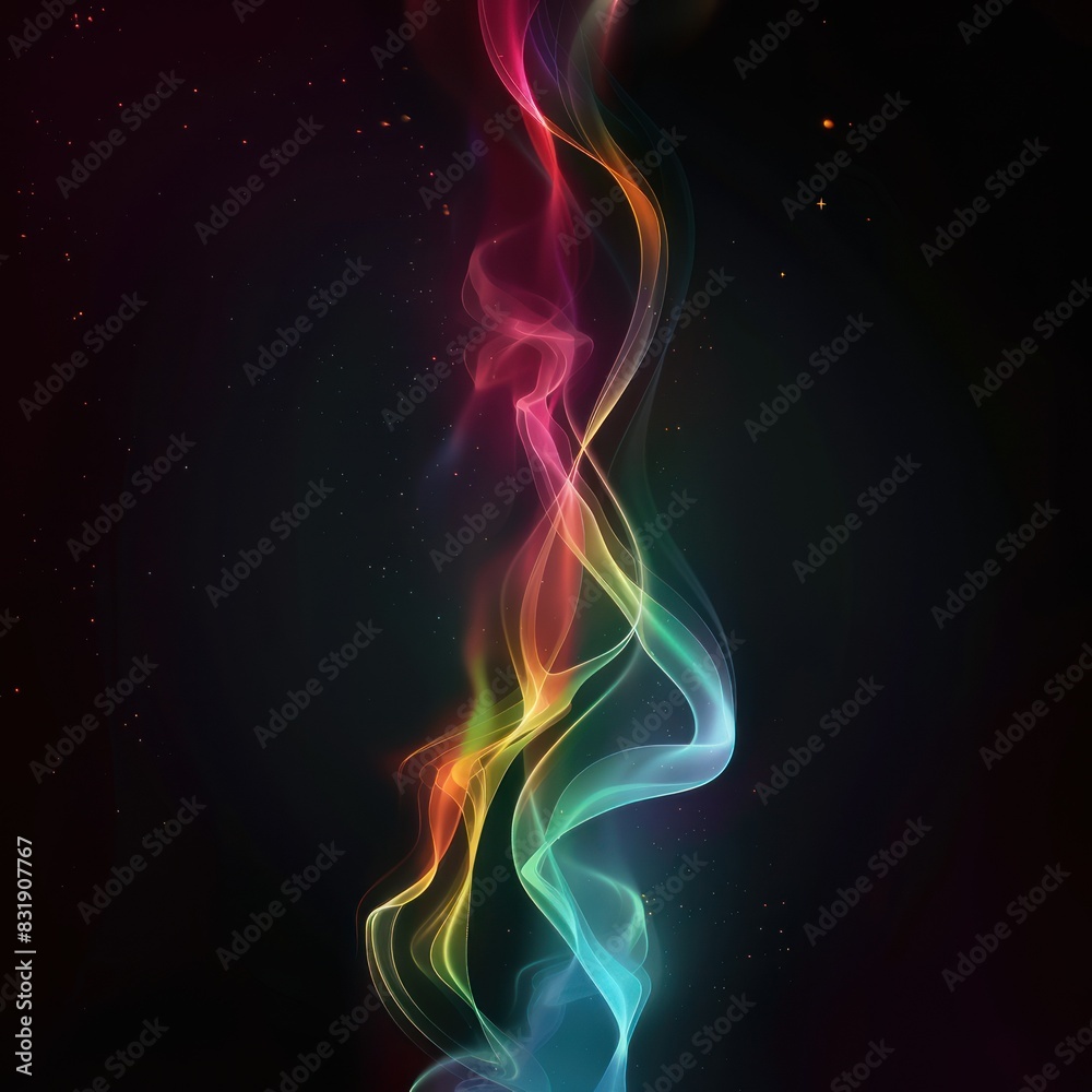 Colorful Smoke Wave Art on Black Background Colorful Smoke Wave Art on Black Background