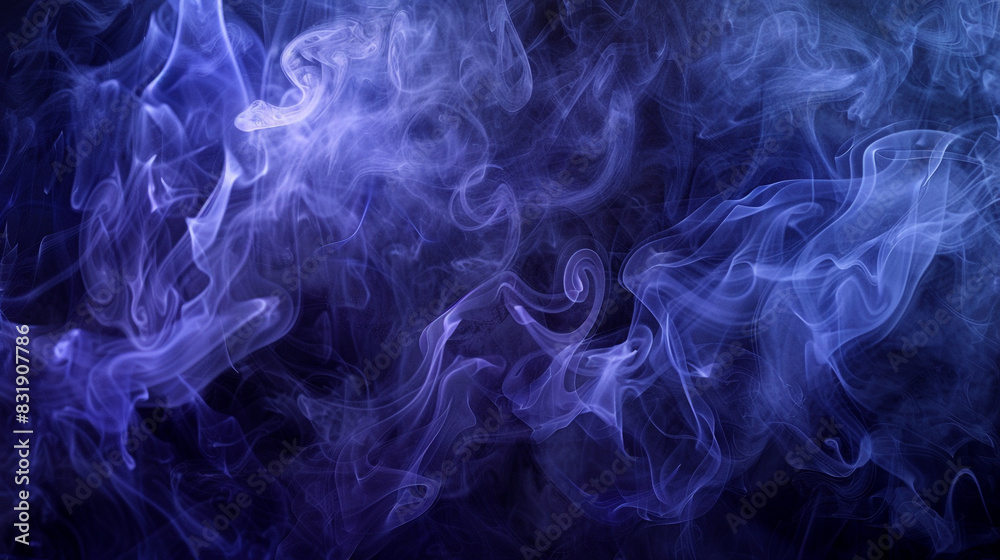 Obraz premium Captivating indigo smoke spirals, perfect for artworks with a mystical theme,