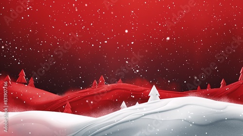 Red Christmas Background with Snowy Hills, a stunning display of Christmas spirit with a fiery red sky