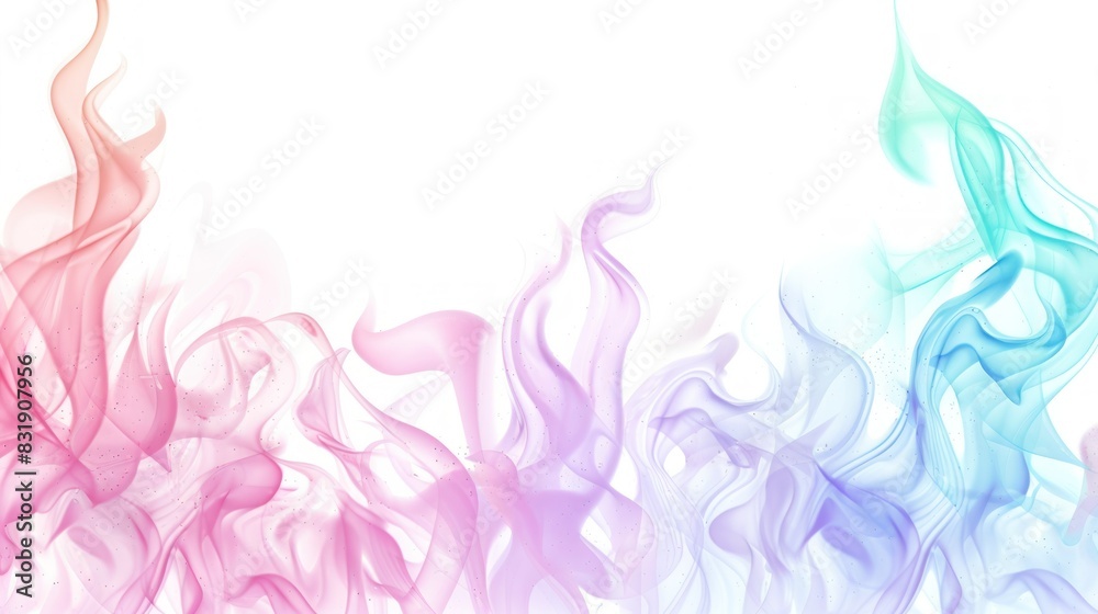 Colorful Smoke Waves in White Space