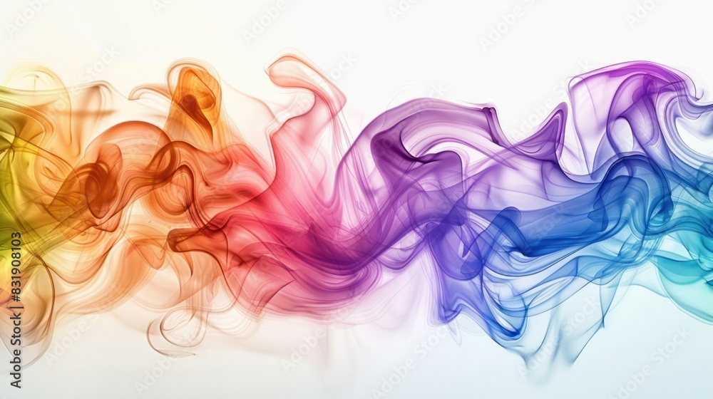 Colorful Smoke Waves in White Space