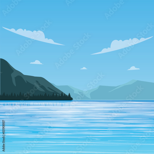 Vector Flat design lake view