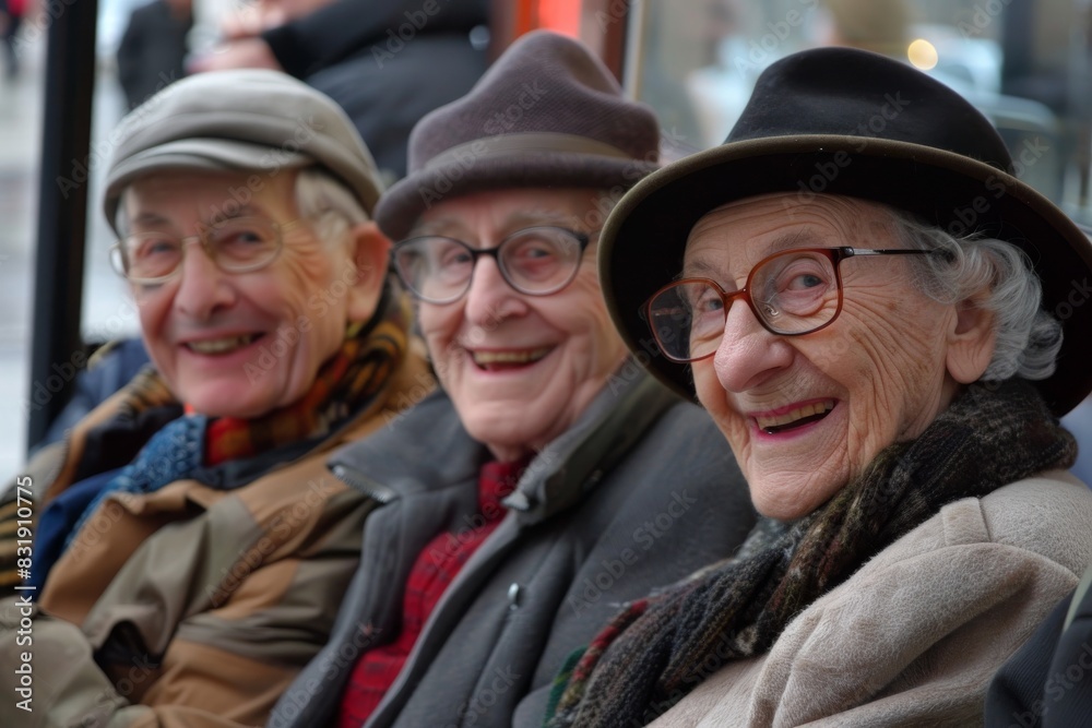 Elderly people on the tram in Amsterdam. Elderly people on the tram in Amsterdam.