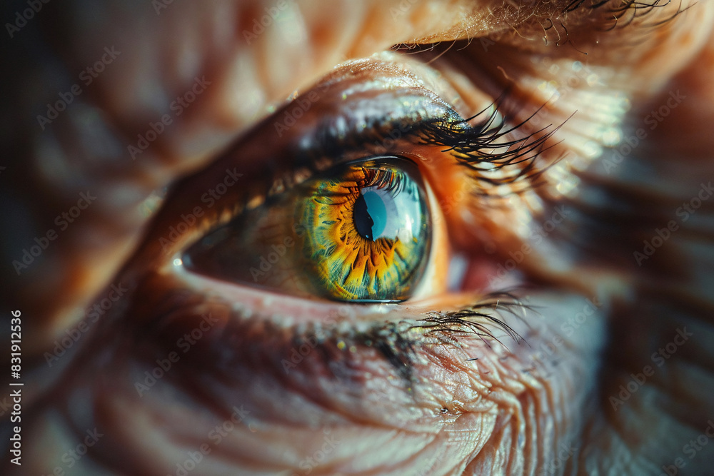 close up of an eye with a green and yellow iris close up of an eye with a green and yellow iris