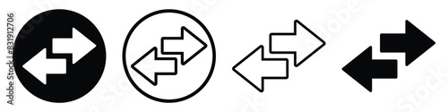 Data transfer arrow icon. set of left right arrows simple outline symbol. vector illustration on transparent background.