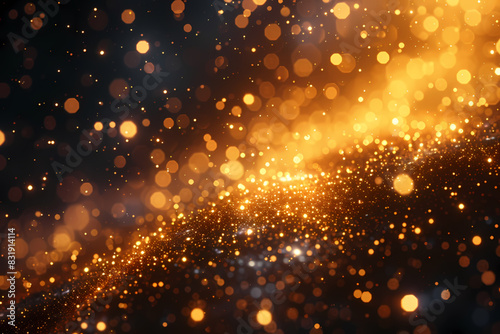 Blurred glitter bokeh bombs  gold glitter defocused abstract Twinkly Lights grunge Background.