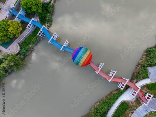 Huaian, Jiangsu Province: China's North-South boundary symbol park in the morning light